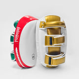 Maxbell Boxing Curved Kick Pad Ergonomic Punching Pad for Muay Thai Fitness Practice white golden