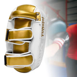 Maxbell Boxing Curved Kick Pad Ergonomic Punching Pad for Muay Thai Fitness Practice white golden