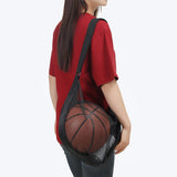 Maxbell Basketball Carrier Bag Carrying with Pocket Ball Bag Mesh for Soccer Outdoor Black