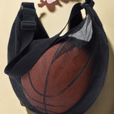 Maxbell Basketball Carrier Bag Carrying with Pocket Ball Bag Mesh for Soccer Outdoor Black