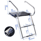 Maxbell 2 Steps Boat Ladder Swim Ladder Accessories Anti Slip Premium Folding Ladder Black