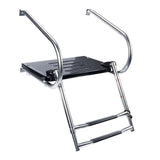 Maxbell 2 Steps Boat Ladder Swim Ladder Accessories Anti Slip Premium Folding Ladder Black
