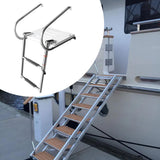 Maxbell 2 Steps Boat Ladder Swim Ladder Accessories Anti Slip Premium Folding Ladder White