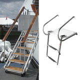 Maxbell 2 Steps Boat Ladder Swim Ladder Accessories Anti Slip Premium Folding Ladder White