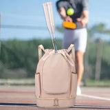 Maxbell Tennis Backpack Decor Racket Shoulder Bag for Outdoor Activities Camping Gym Khaki