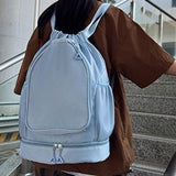 Maxbell Tennis Backpack Decor Racket Shoulder Bag for Outdoor Activities Camping Gym Blue