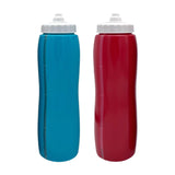 Maxbell Squeeze Water Bottle 950ml Squeezable Sports Bottle for Travel Hockey Adults Red