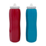 Maxbell Squeeze Water Bottle 950ml Squeezable Sports Bottle for Travel Hockey Adults Red