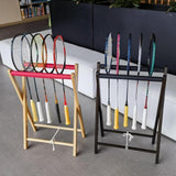 Maxbell Badminton Racquet Storage Rack Tennis Racket Holder for Garages Stadium Wood