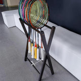 Maxbell Badminton Racquet Storage Rack Tennis Racket Holder for Garages Stadium Dark Brown