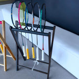Maxbell Badminton Racquet Storage Rack Tennis Racket Holder for Garages Stadium Dark Brown