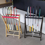 Maxbell Badminton Racquet Storage Rack Tennis Racket Holder for Garages Stadium Dark Brown