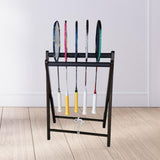 Maxbell Badminton Racquet Storage Rack Tennis Racket Holder for Garages Stadium Dark Brown