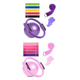 Maxbell 9Pcs Pilates Fitness Ring for Women Resistance Bands for Beginners Legs Arms Purple