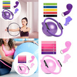 Maxbell 9Pcs Pilates Fitness Ring for Women Resistance Bands for Beginners Legs Arms Purple