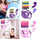 Maxbell 9Pcs Pilates Fitness Ring for Women Resistance Bands for Beginners Legs Arms Purple