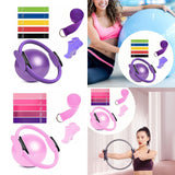 Maxbell 9Pcs Pilates Fitness Ring for Women Resistance Bands for Beginners Legs Arms Purple
