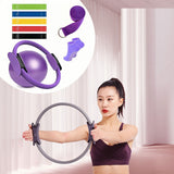 Maxbell 9Pcs Pilates Fitness Ring for Women Resistance Bands for Beginners Legs Arms Purple