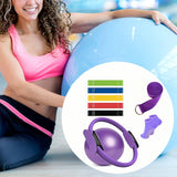 Maxbell 9Pcs Pilates Fitness Ring for Women Resistance Bands for Beginners Legs Arms Purple