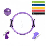 Maxbell 9Pcs Pilates Fitness Ring for Women Resistance Bands for Beginners Legs Arms Purple