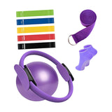 Maxbell 9Pcs Pilates Fitness Ring for Women Resistance Bands for Beginners Legs Arms Purple