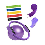 Maxbell 9Pcs Pilates Fitness Ring for Women Resistance Bands for Beginners Legs Arms Purple