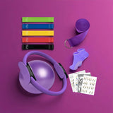 Maxbell 9Pcs Pilates Fitness Ring for Women Resistance Bands for Beginners Legs Arms Purple