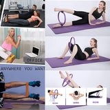 Maxbell 9Pcs Pilates Fitness Ring for Women Resistance Bands for Beginners Legs Arms Purple