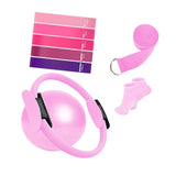 Maxbell 9Pcs Pilates Fitness Ring for Women Resistance Bands for Beginners Legs Arms Pink