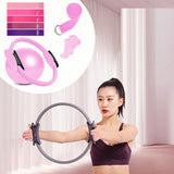 Maxbell 9Pcs Pilates Fitness Ring for Women Resistance Bands for Beginners Legs Arms Pink
