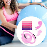 Maxbell 9Pcs Pilates Fitness Ring for Women Resistance Bands for Beginners Legs Arms Pink