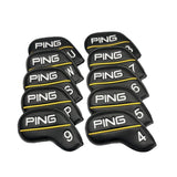 Maxbell 10Pcs Golf Club Head Covers Dustproof Shockproof Accessory Protection Sleeve Black