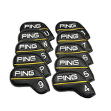Maxbell 10Pcs Golf Club Head Covers Dustproof Shockproof Accessory Protection Sleeve Black