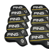 Maxbell 10Pcs Golf Club Head Covers Dustproof Shockproof Accessory Protection Sleeve Black