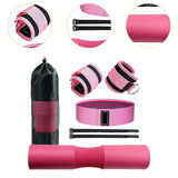Maxbell Barbell Pad Set with 2 Gym Ankle Straps for Squats Bodybuilding Powerlifting
