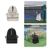 Maxbell Tennis Racket Bag Backpack Portable Daypack for Home Gym Backpacking Workout Beige