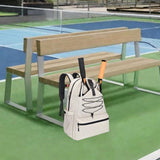 Maxbell Tennis Racket Bag Backpack Portable Daypack for Home Gym Backpacking Workout Beige