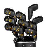 Maxbell 10Pcs Golf Iron Covers Set for Women Men Player Water Resistant Fashion Gift Black