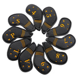 Maxbell 10Pcs Golf Iron Covers Set for Women Men Player Water Resistant Fashion Gift Black