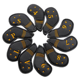 Maxbell 10Pcs Golf Iron Covers Set for Women Men Player Water Resistant Fashion Gift Black