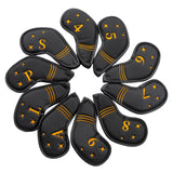 Maxbell 10Pcs Golf Iron Covers Set for Women Men Player Water Resistant Fashion Gift Black
