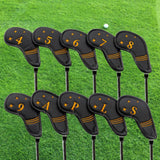 Maxbell 10Pcs Golf Iron Covers Set for Women Men Player Water Resistant Fashion Gift Black