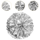 Maxbell Cheerleading Pom Poms with Finger Ring Bright for Games Competition Ceremony Silver