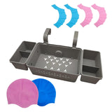 Maxbell Pool Storage Basket Sturdy with Hand Flippers for Drinks Beverage Towels gray