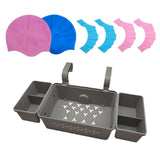 Maxbell Pool Storage Basket Sturdy with Hand Flippers for Drinks Beverage Towels gray