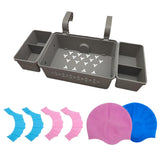Maxbell Pool Storage Basket Sturdy with Hand Flippers for Drinks Beverage Towels gray