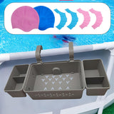 Maxbell Pool Storage Basket Sturdy with Hand Flippers for Drinks Beverage Towels gray