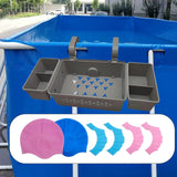 Maxbell Pool Storage Basket Sturdy with Hand Flippers for Drinks Beverage Towels gray