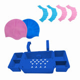 Maxbell Pool Storage Basket Sturdy with Hand Flippers for Drinks Beverage Towels blue