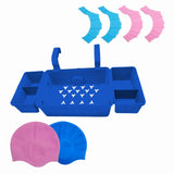 Maxbell Pool Storage Basket Sturdy with Hand Flippers for Drinks Beverage Towels blue